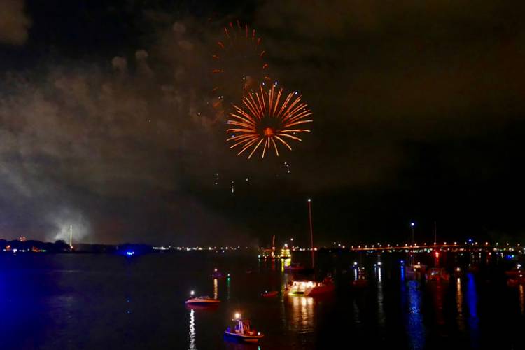 Fireworks over the bay in St. Augustine